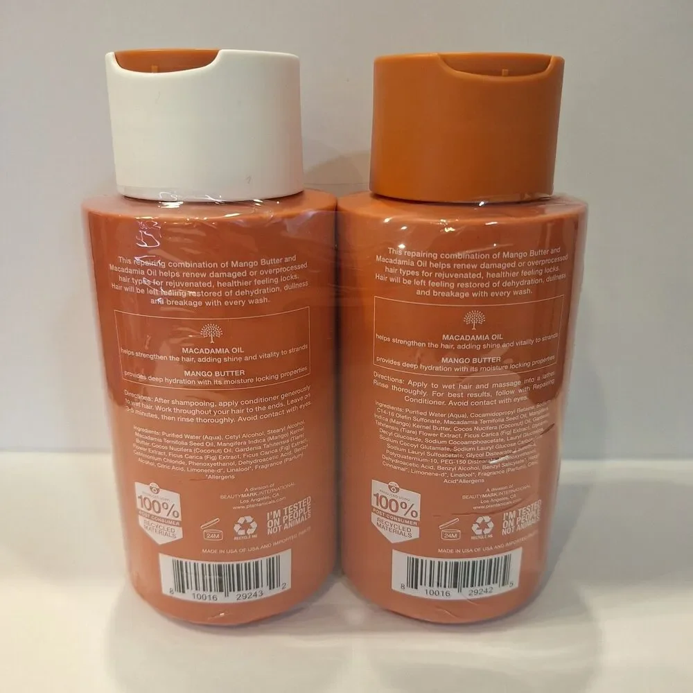 Plantanicals Repairing Shampoo & Conditioner Macadamia Oil Mango Butter 11.8 Oz